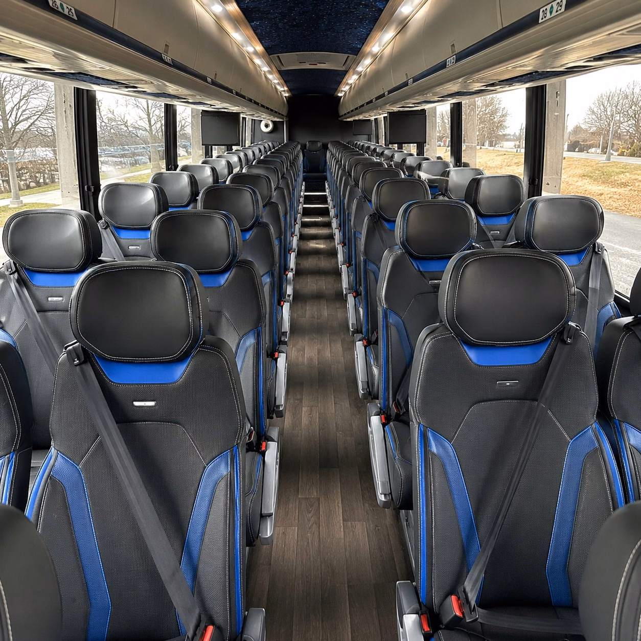 56 passenger charter bus interior